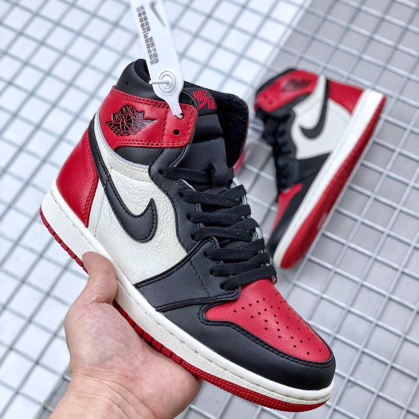 Giày Thể Thao J0rdan 1 Bred toe ( JD1 đỏ đen cao cổ)