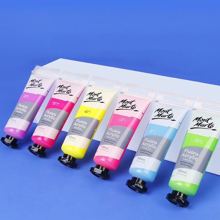 [Giao Hỏa Tốc] [Tuýp lẻ] Màu Acrylic Phản Quang - Fluoro Acrylic Mont Marte 50ml
