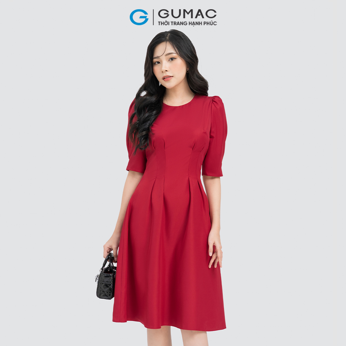 [15 - 17.6 |Voucher 8-15%] Đầm nữ tay phồng chiết ly GUMAC LDE0606