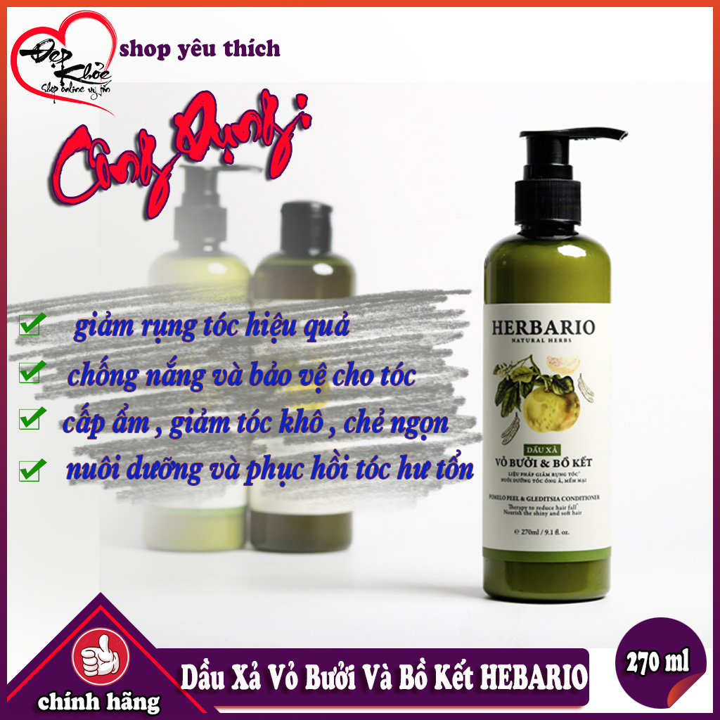 [HCM]Dầu Xả Vỏ Bưởi Và Bồ Kết HEBARIO ( 270 ml )