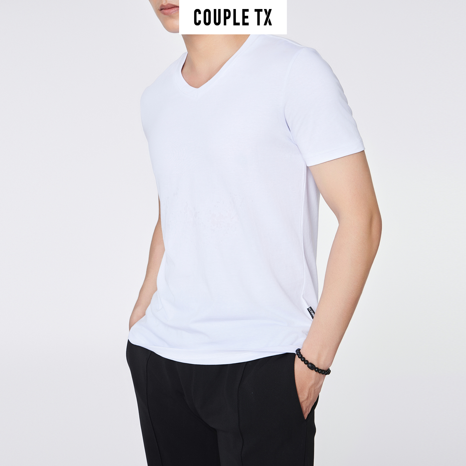 Áo Thun Nam COUPLE TX -  Áo Thun Trơn, Cổ Tim Slim Basic MTS 1326