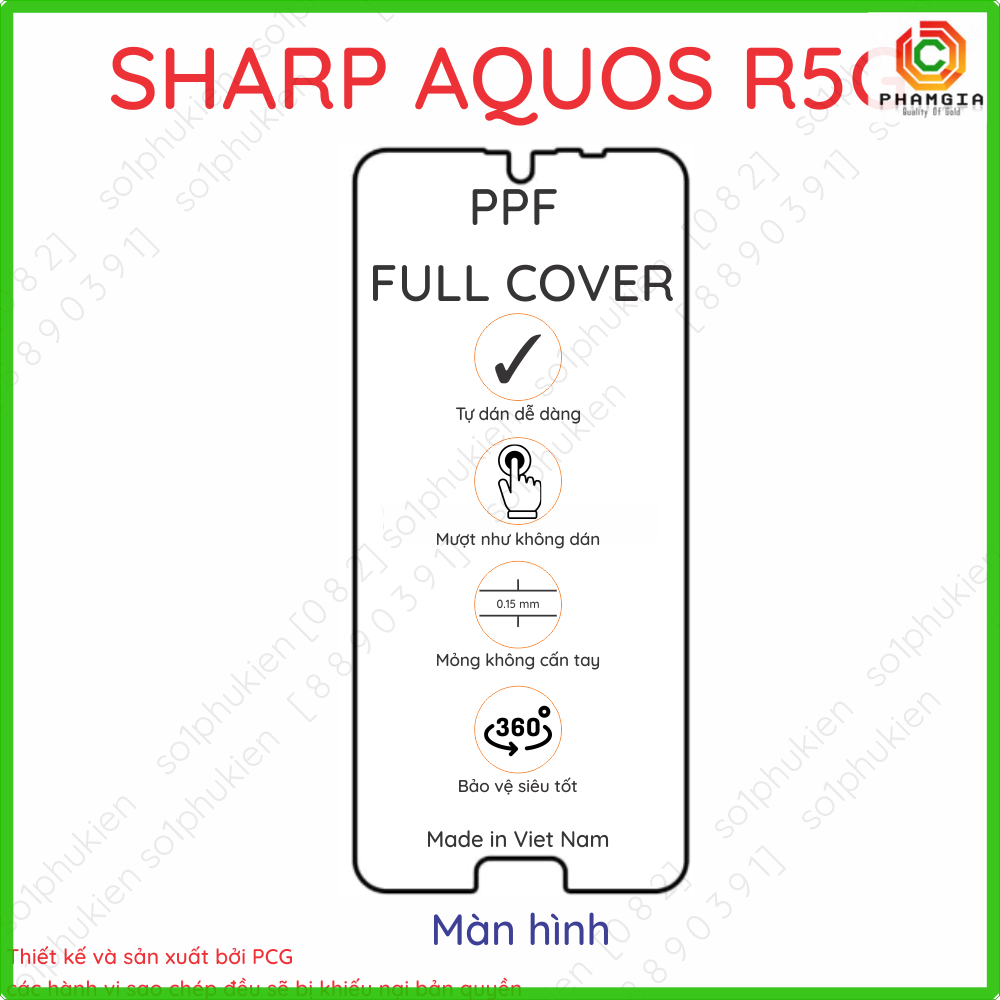 Dán ppf sharp aquos r5g cho màn hình,mặt lưng loại trong, nhám chuẩn xịn