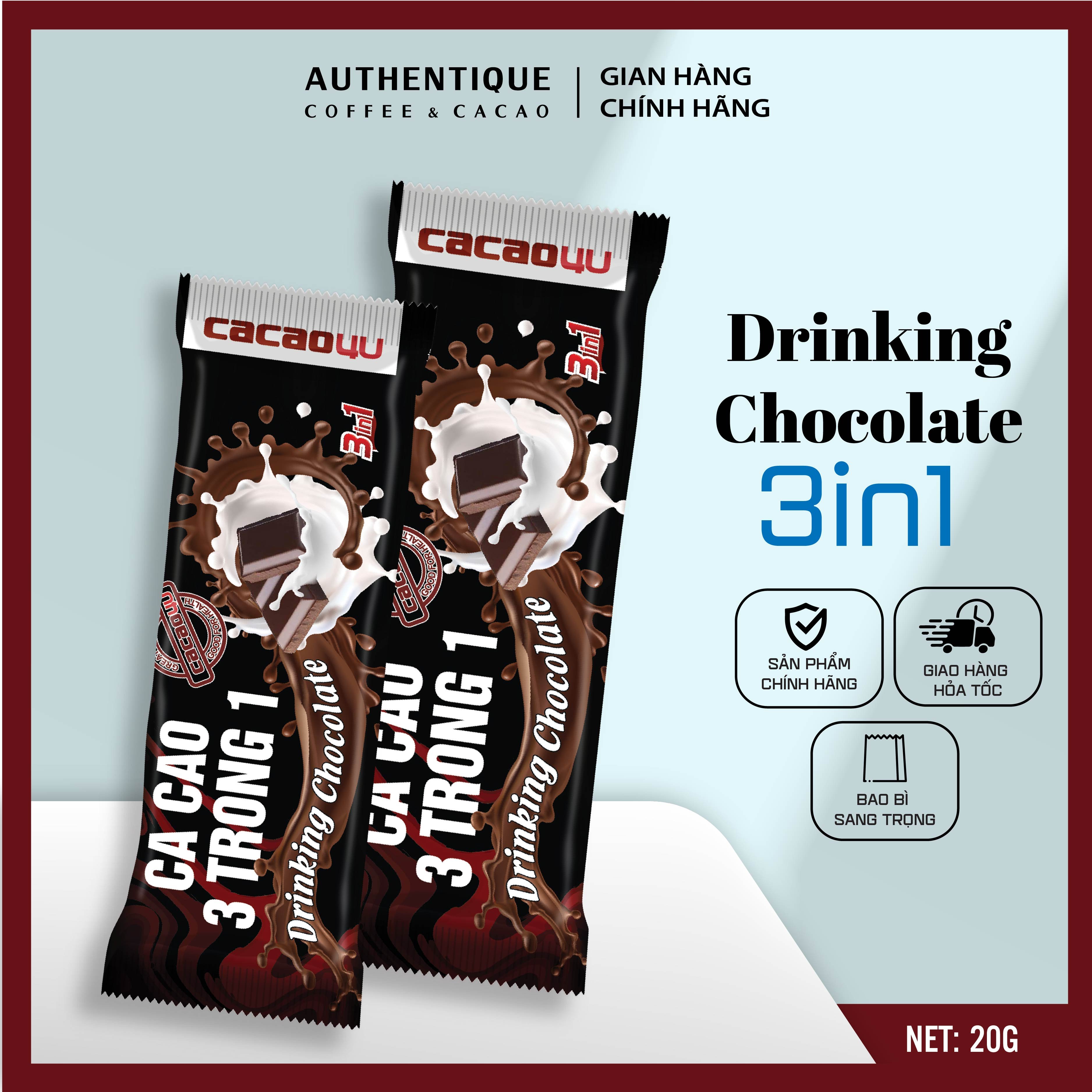 [GÓI LẺ DÙNG THỬ] Bột Cacao sữa Authentique hoà tan 3in1, Drinking Chocolate 22gr