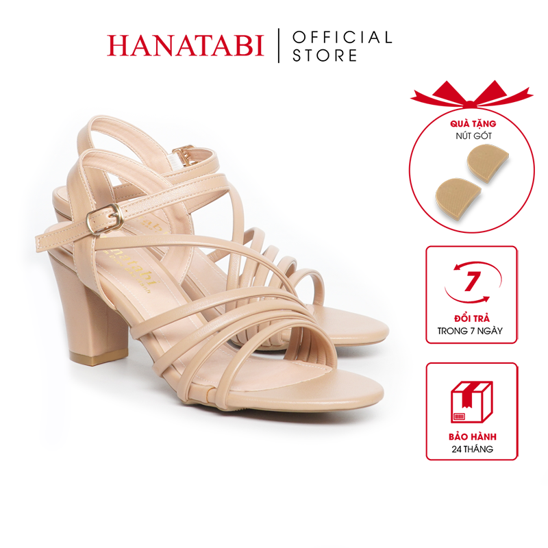 Sandal nữ hanatabi 3 quai chéo gót cao 7cm hậu c mã hnsdg7f889