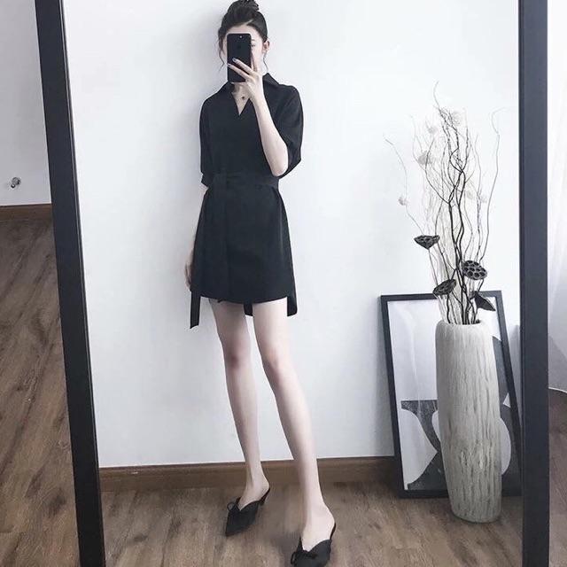 [HCM]Đầm sm đen cột eo - form to (kèm hình thật)