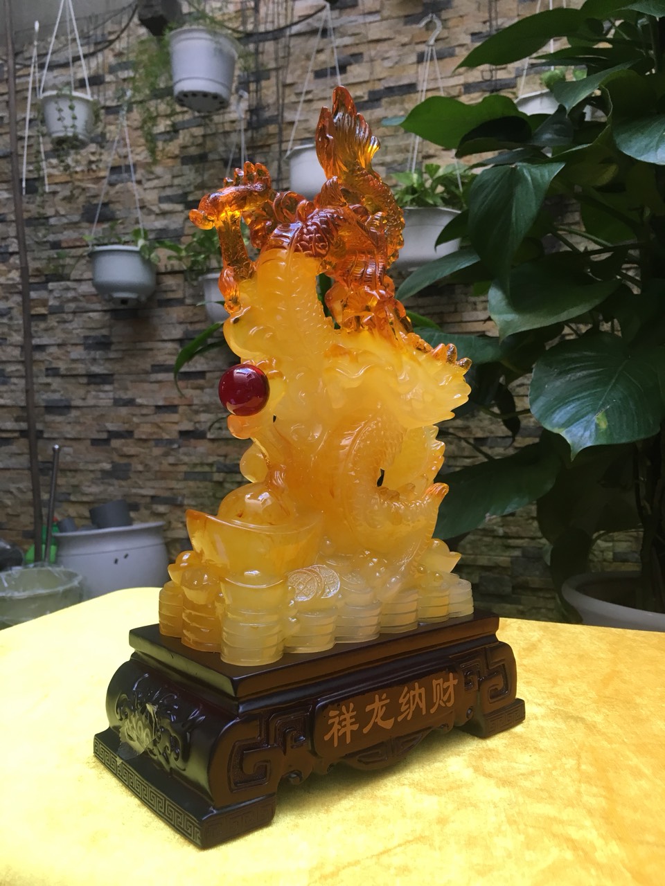 Tường long nạp tài/ rồng phong thủy (vàng,xanh)