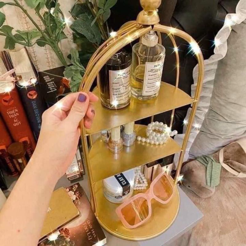 KỆ ĐỰNG MỸ PHẨM HÌNH LỒNG CHIM 3 TẦNG