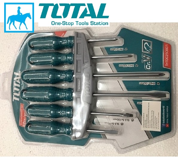 Bộ 6 tua vít dẹp và bake Total THTDC250601