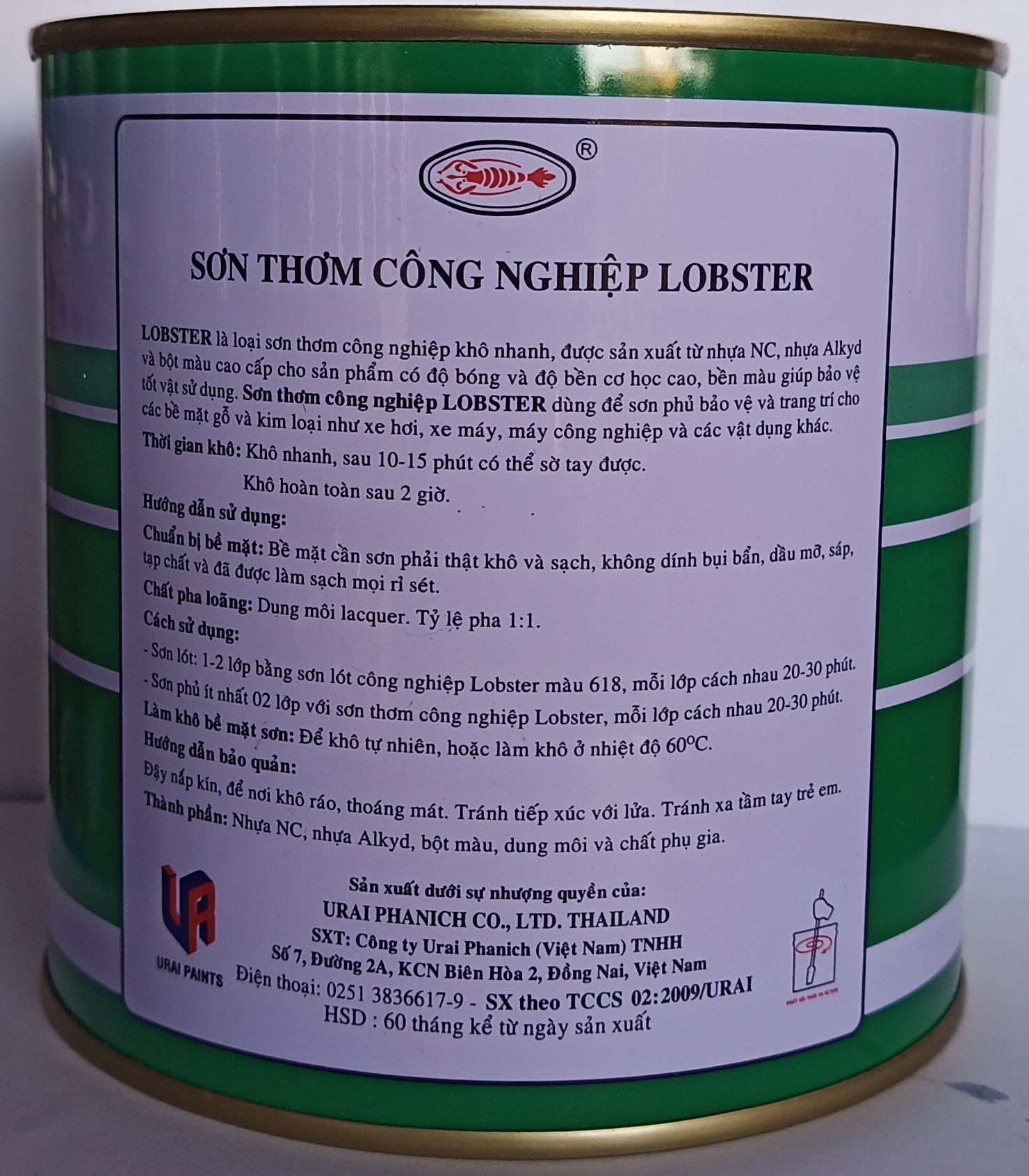 SƠN THƠM CÔNG NGHIỆP LOBSTER 800ML TRẮNG