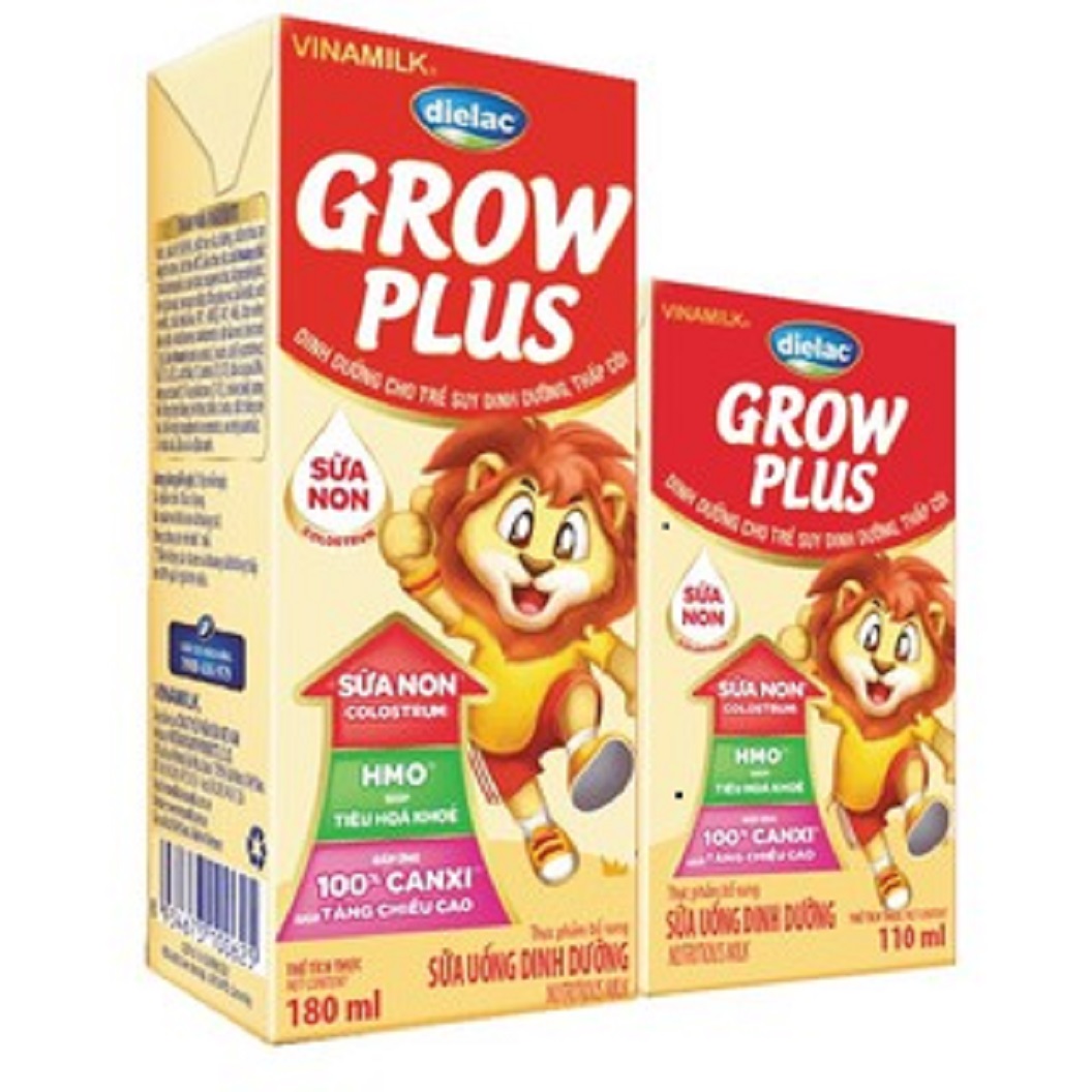 Lốc 4 hộp Sữa uống dinh dưỡng (Sữa bột pha sẵn) Dielac Grow Plus (đỏ) 110ml - hsd 12/12/2023