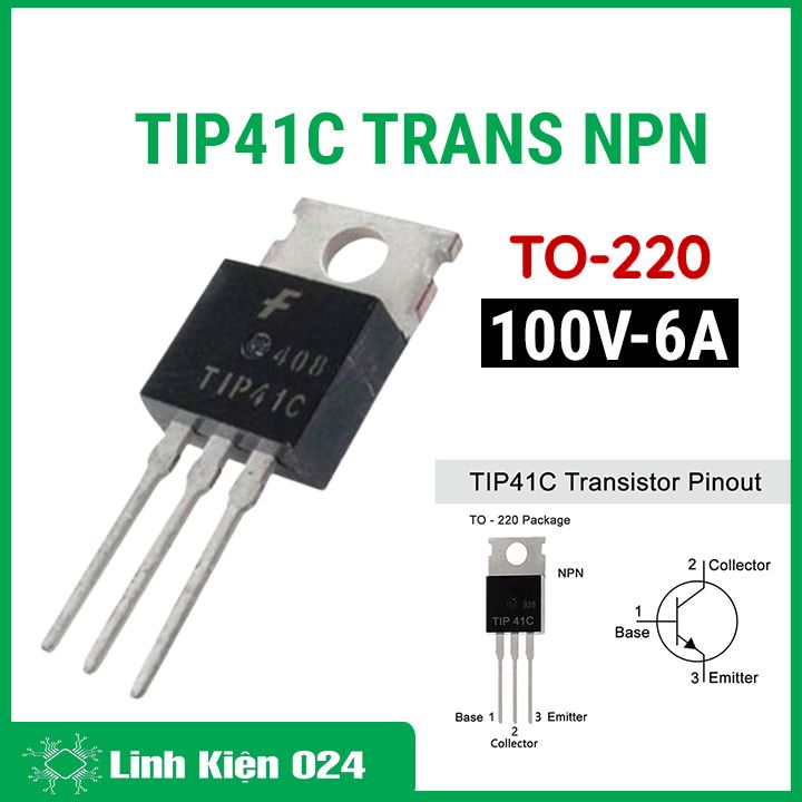 Transistor tip41c to-220 trans npn 6a 100v