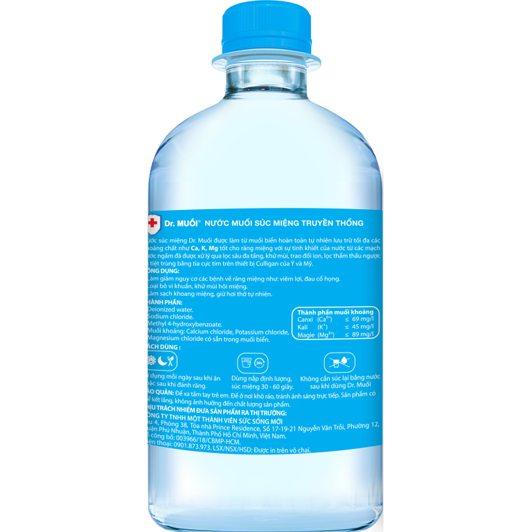 Nước Súc Miệng Loại Bỏ Vi Khuẩn, Ngừa Hôi Miệng Truyền Thống Chai 500ml - Dr. Muối