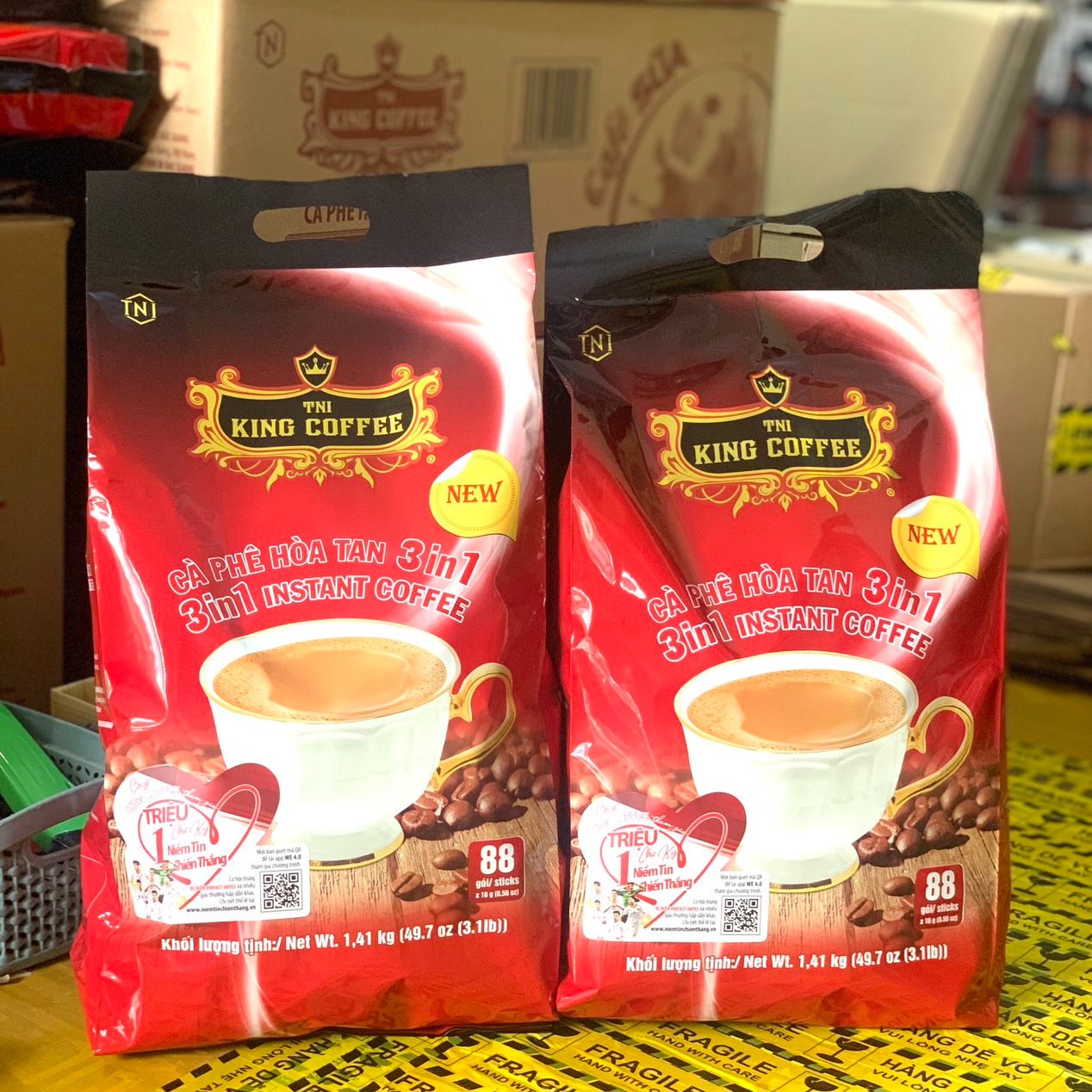 (COMBO 02 TÚI) Cà phê sữa KING COFFEE túi 88 Gói - Cà phê ngon ÍT SỮA