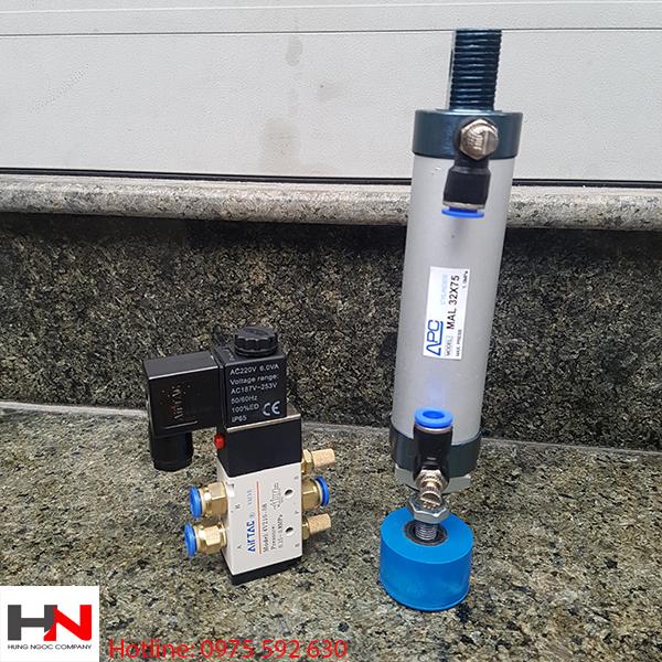 Combo bộ xi lanh và van điện từ kẹp phôi nhôm
