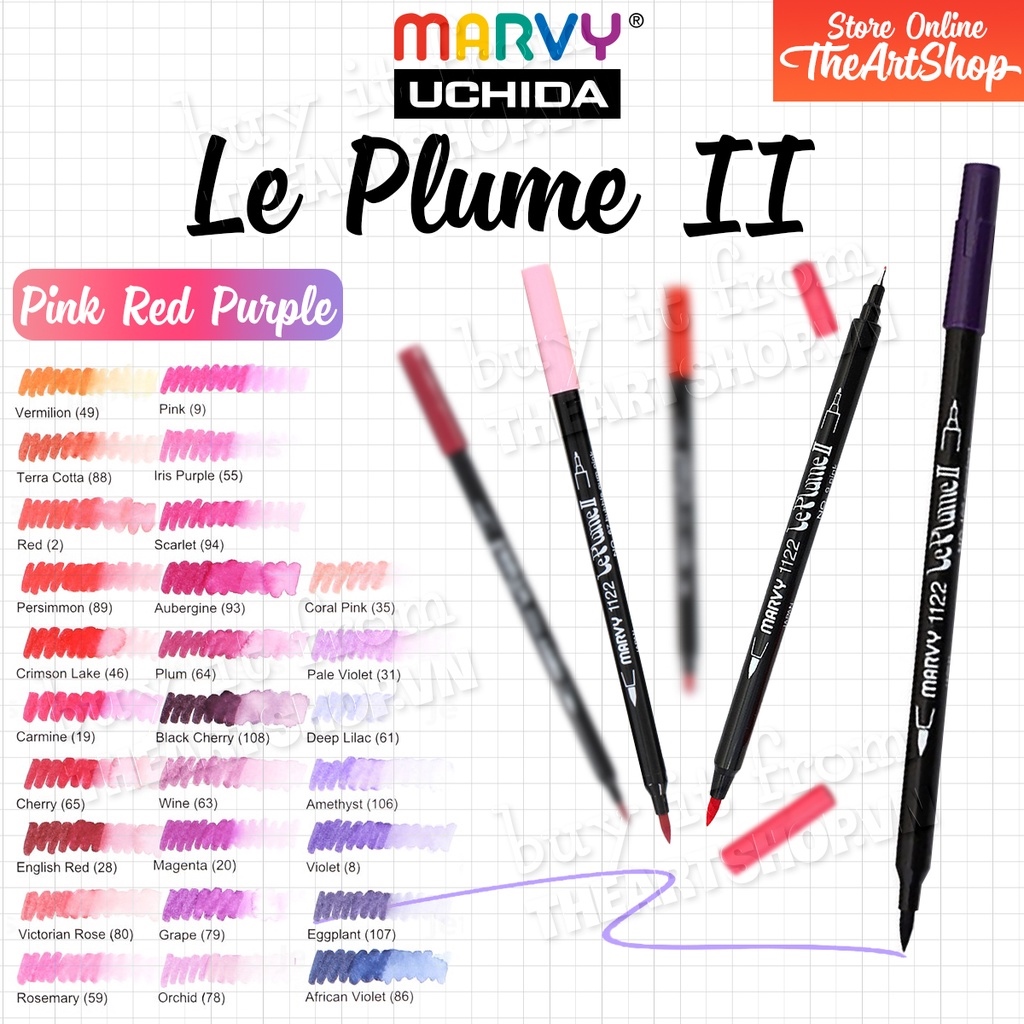THEARTSHOP Bút cọ màu nươc MARVY Le Plume II - Tone Pink Red Purple