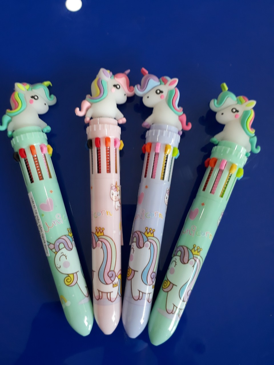 Bút bi 10 màu Unicorn gôm kỳ lân dễ thương