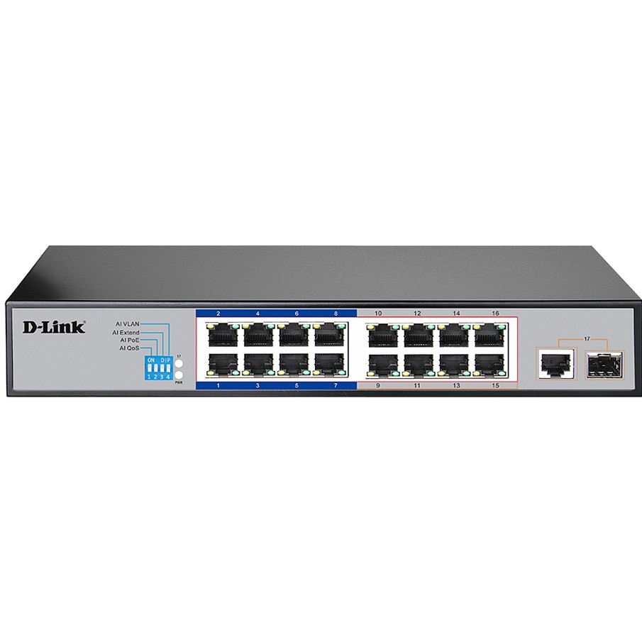 Switch PoE 16 Port D-LINK DES-F1017P (Chuyên dùng cho camera quan sát)