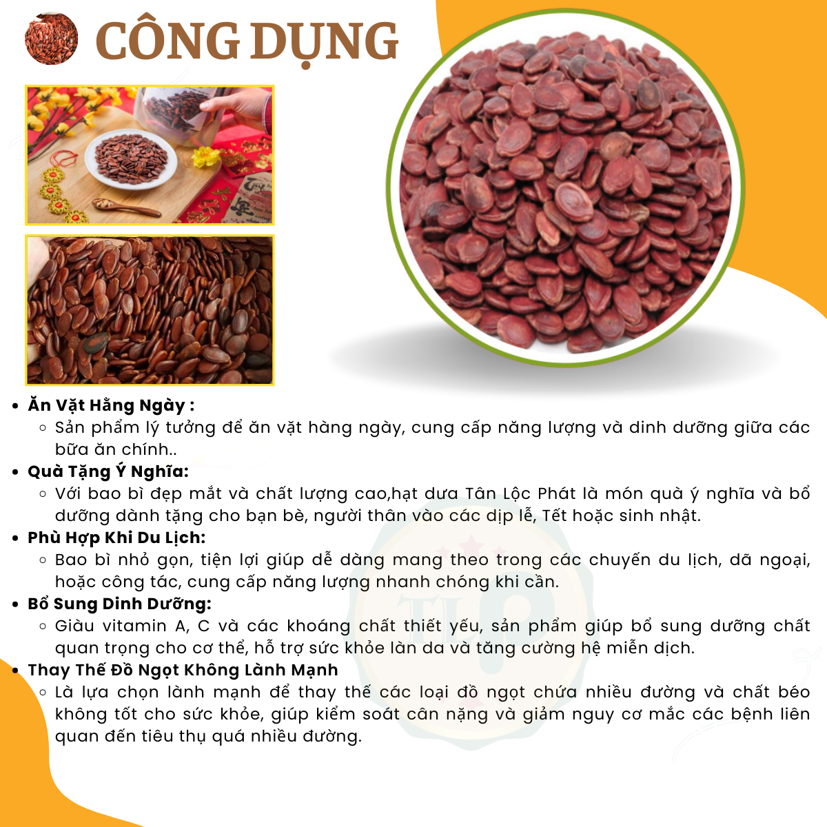 Tan Loc Melon Seeds in Jar 500g Crispy and Delicious with Solid Seeds