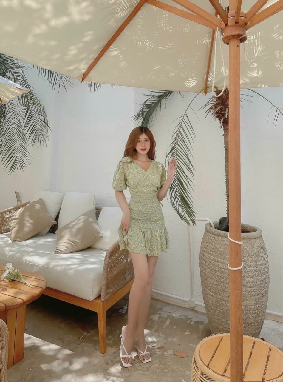 LIKEHER - Đầm hoa TK417 nhún eo trẻ trung tôn dáng