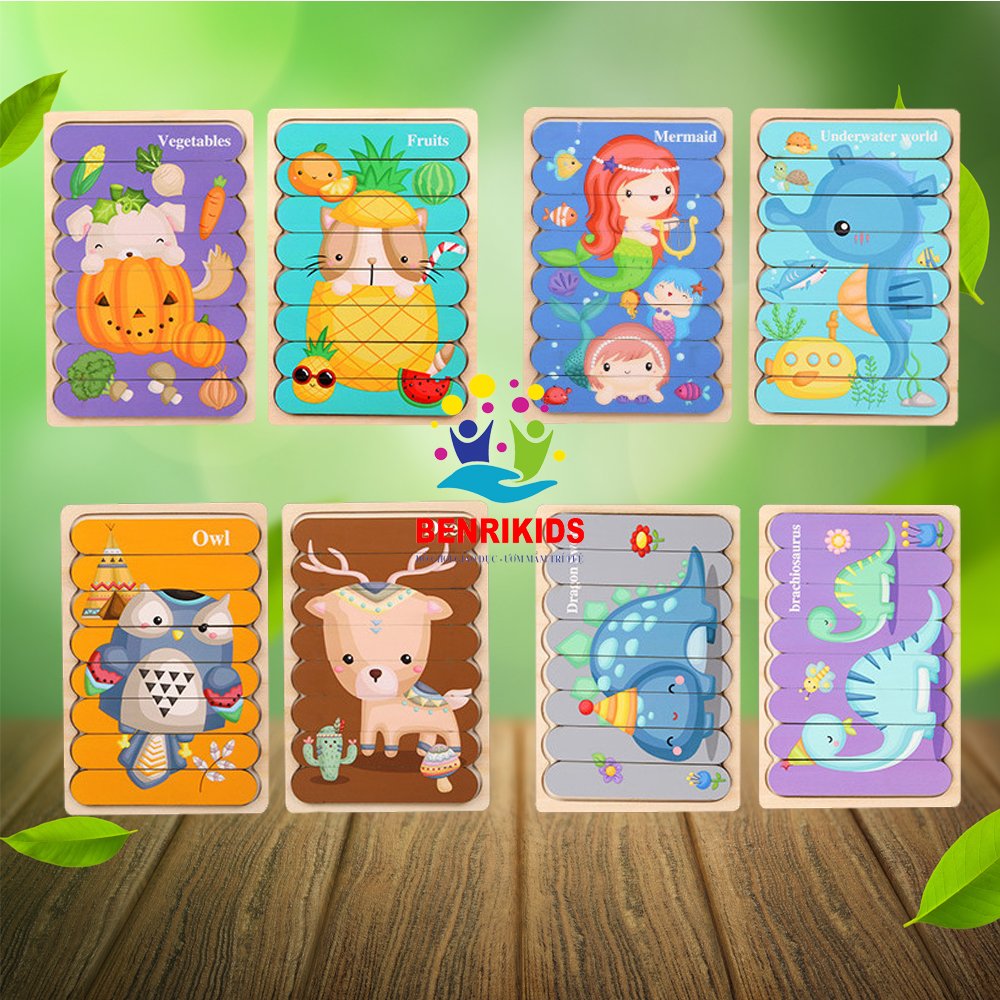 Tranh Ghép Gỗ 2021, Trọn Bộ Tranh Và Bảng Đựng Cho Bé, Đồ Chơi Trẻ Em, Xếp Hình Domino, Đặc Biệt Mỗi Tấm Có Hai Mặt, Đa Dạng Chủ Đề, Thúc Đẩy khả Năng Tư Duy Học Hỏi, Trên Mỗi Tranh Đều Có Từ Tiếng Anh Minh Họa