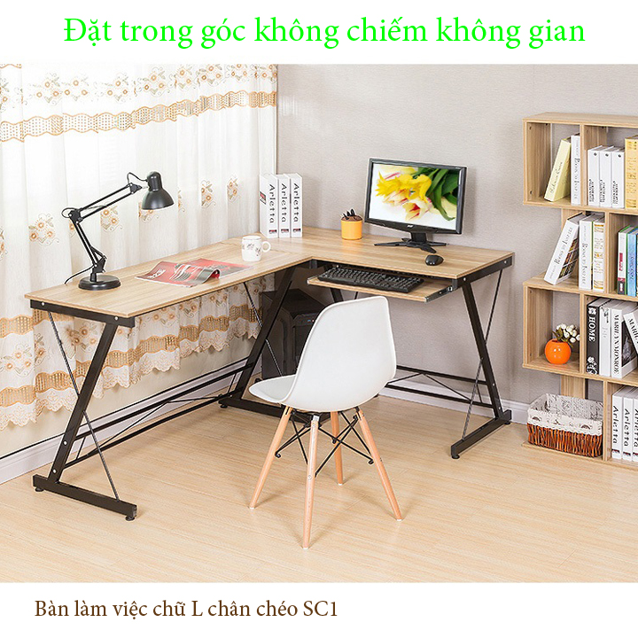 Anti-static painted iron frame L-shaped gaming table-computer desk, study desk, work platform size