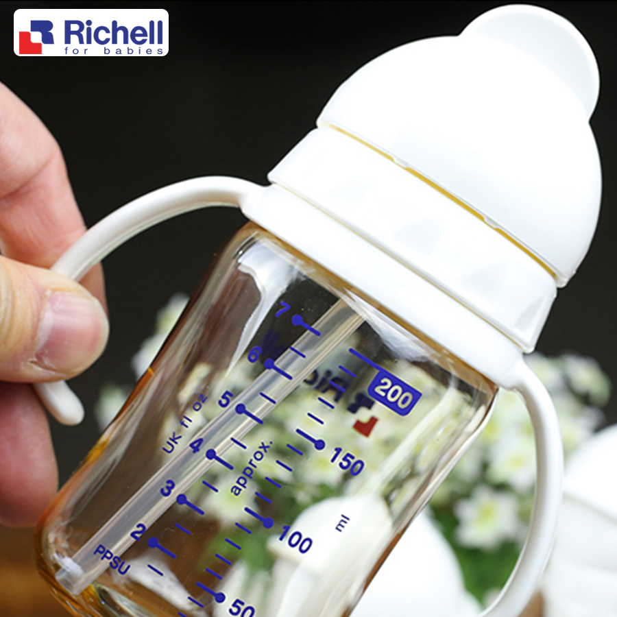BÌNH ỐNG HÚT PPSU RICHELL (200ML-HỒNG)