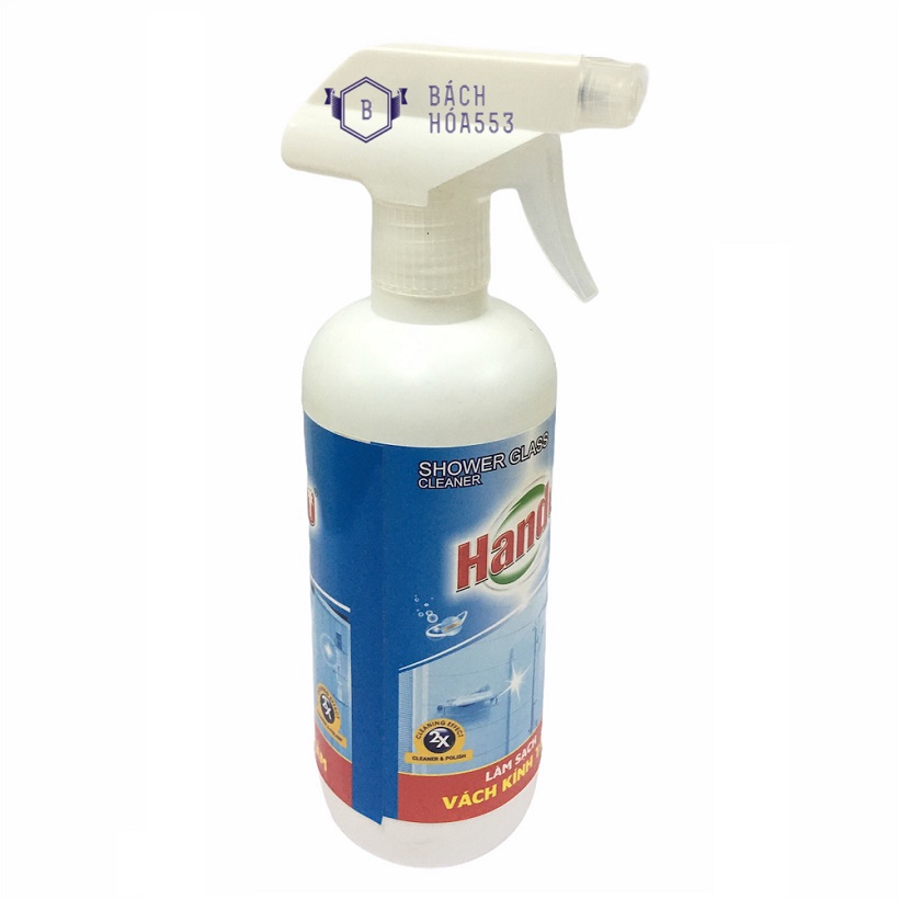 Chai xịt tẩy làm sạch vách kính tắm Hando 570ml - Chai xịt tẩy cặn canxi - Xịt tẩy vách kính cửa hàng - Xịt tẩy kính cửa sổ tòa nhà HLS929