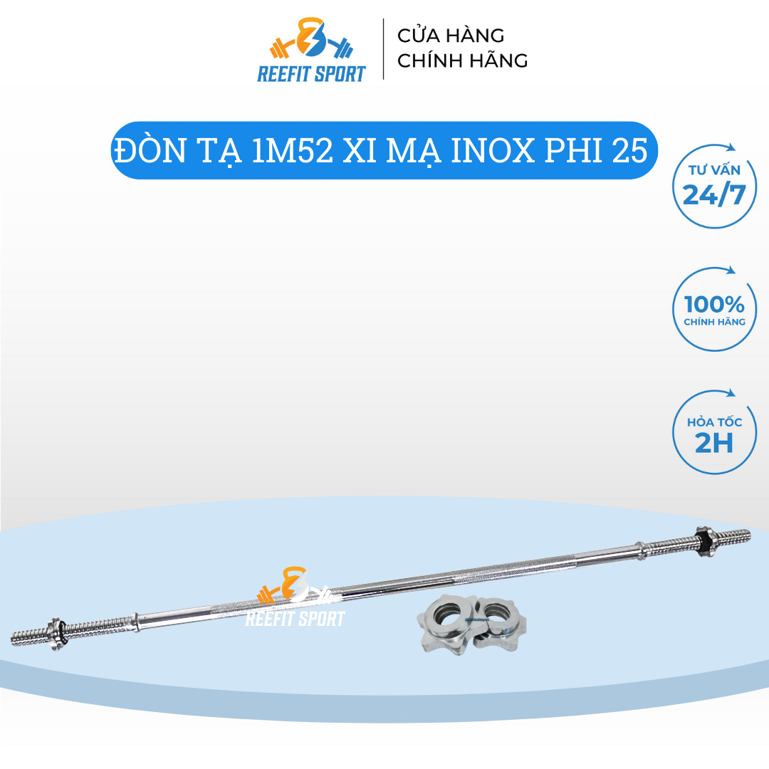 Đòn tạ dài 1m52 xi mạ inox phi 25
