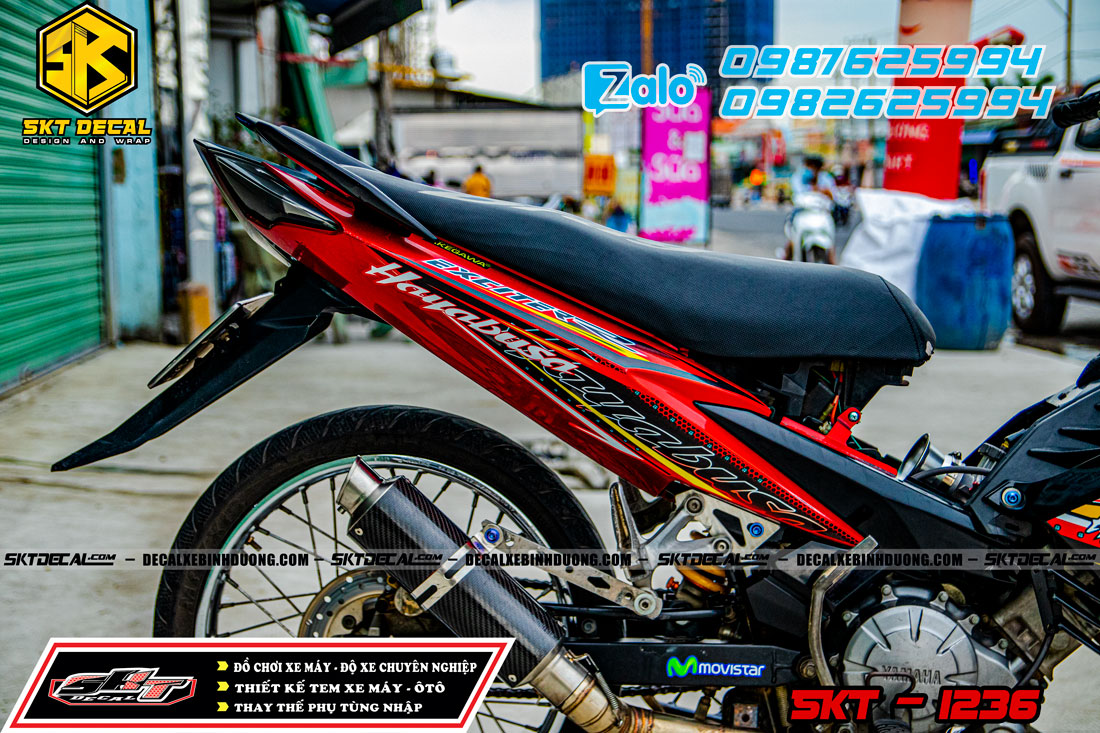 tem rời xe exciter 135 đen đỏ hayabusa