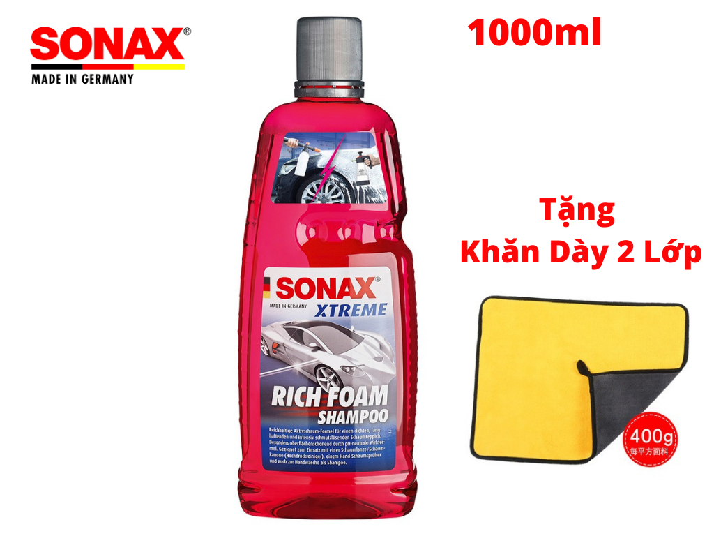 Nước Rửa Xe Sonax Rửa Xe Bọt Tuyết Sonax Xtreme Rich Foam Shampoo 1000ml Tặng Khăn Microfiber-248300