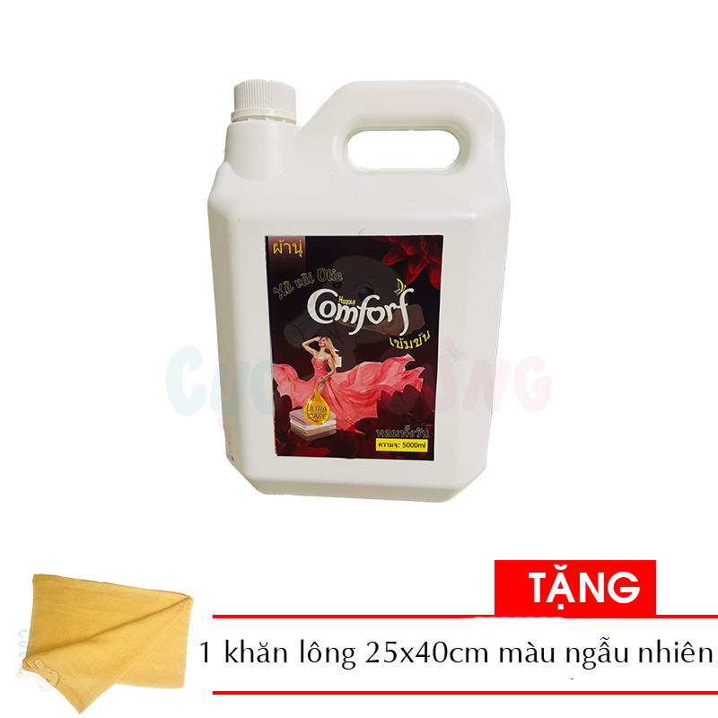 Nước xả vải Thái Lan thơm lâu hương Comfort 5000ml hương đam mê - màu đỏ Tặng 1 khăn lông 25x40cm