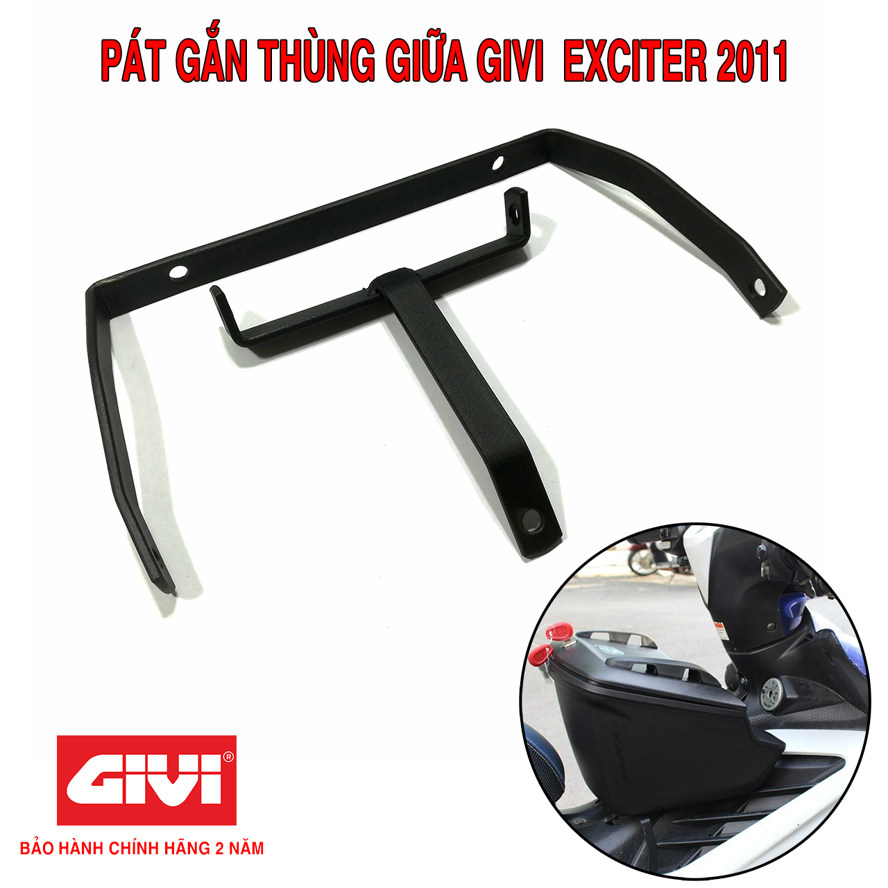 Pát gắn thùng giữa Givi chính hãng cho Exciter 2011, chất liệu cao cấp nên độ bền cao, thiết kế tỉ mỉ, khéo léo, đường nét chi tiết chắc chắn