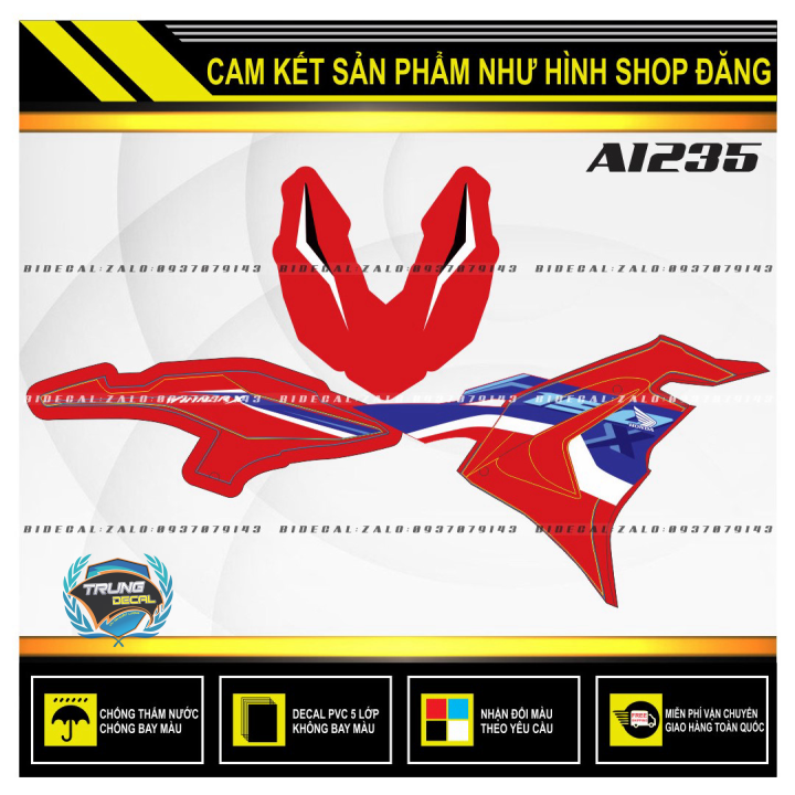 Tem rời winner x v3 chế dán xe đỏ