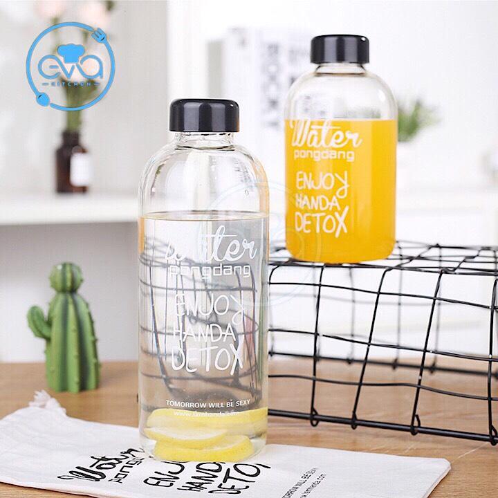 [HCM]Combo 2 Bình Đựng Nước Thuỷ Tinh Detox 1000 Ml Và 600 Ml