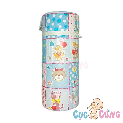 Ủ bình sữa cổ thường Hello BaBy - ĐƠN 3 lớp - họa tiết ngẫu nhiên