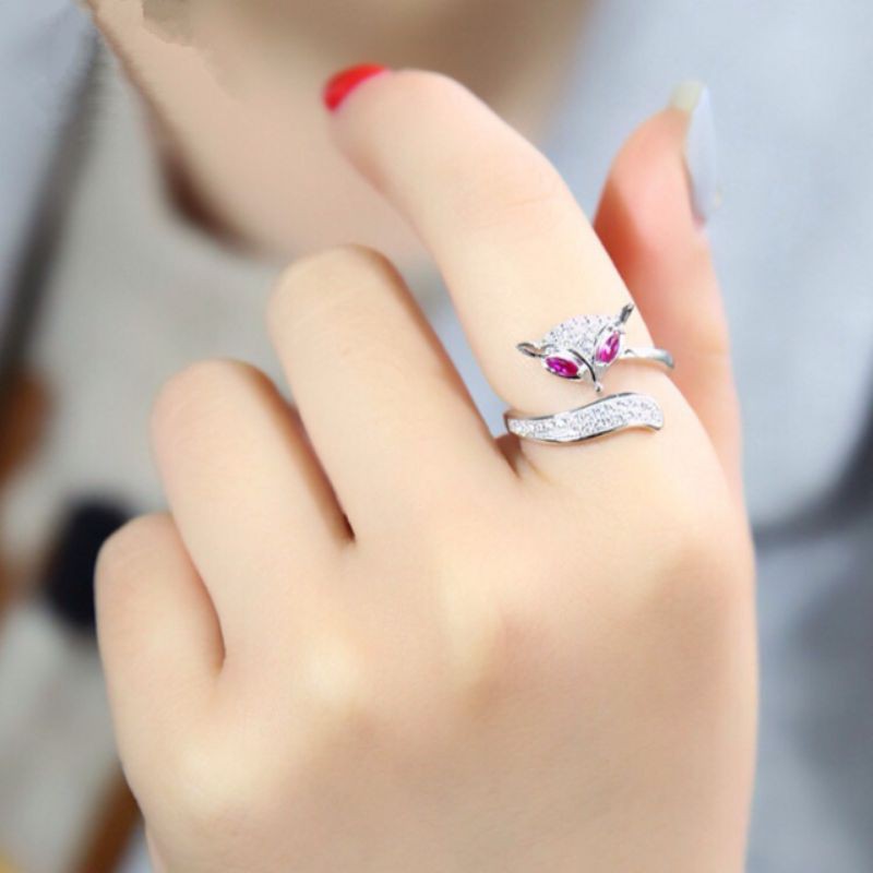 nhẫn hồ ly bạc 925