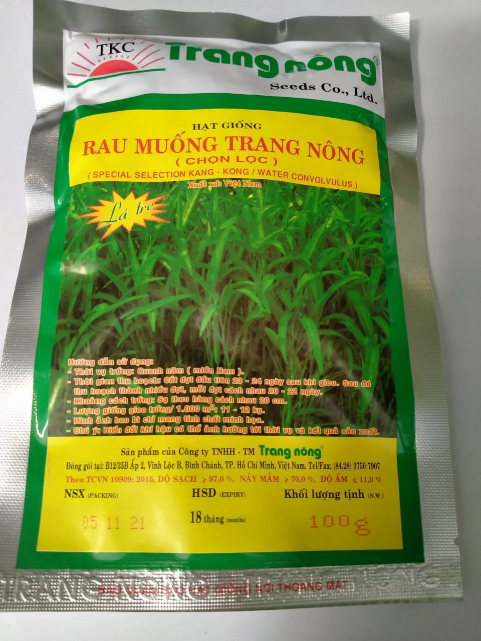 Hạt giống Rau Muống Lá Dài - Bịch 50gr