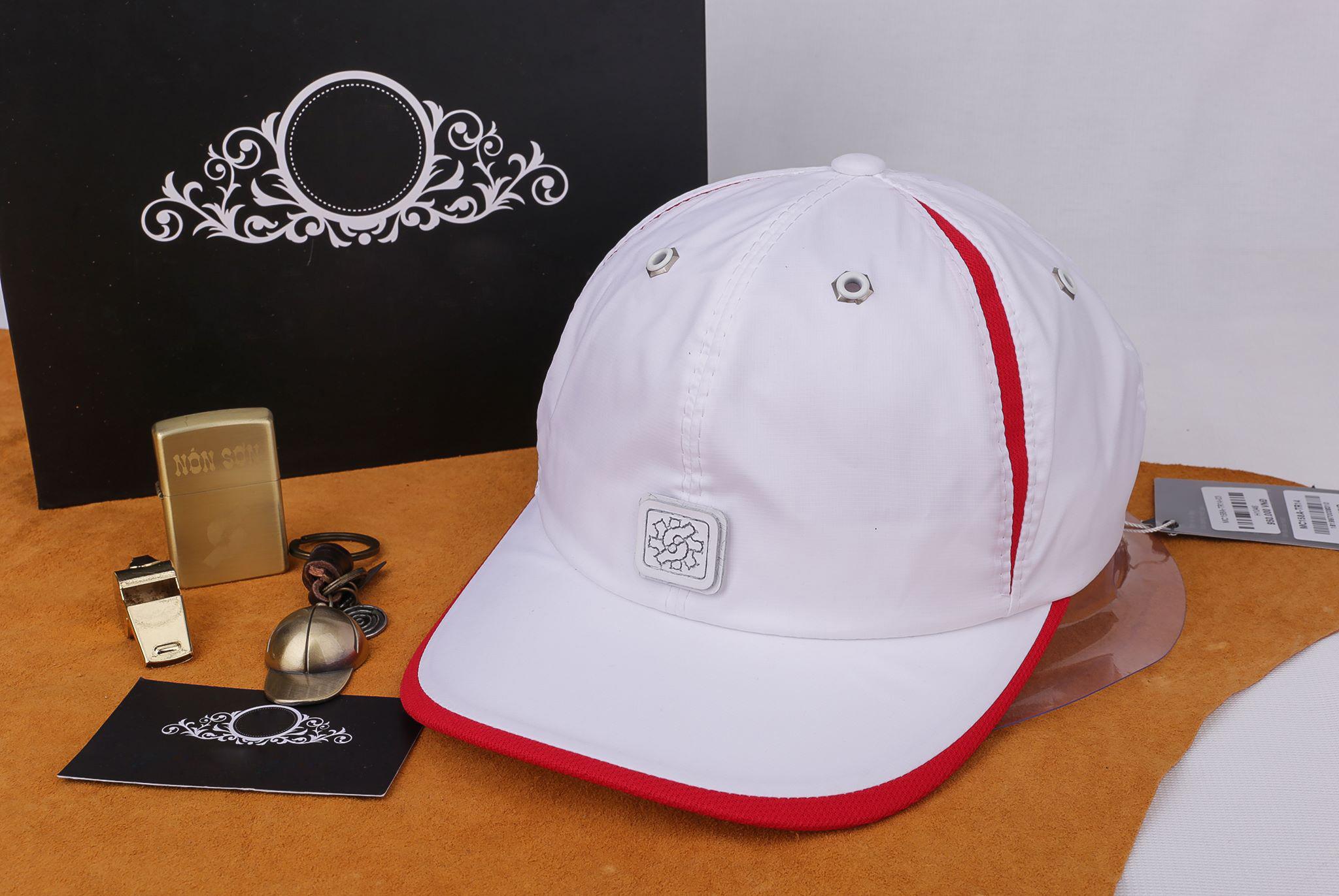 Mũ Lưỡi Trai Nón Sơn Trắng Viền Đỏ Logo Vuông Vải Dù Chính Hãng Hàng Chuẩn Tem 7 Màu Thời Trang Cao Cấp Mới 2022 / Nón Kết Sơn