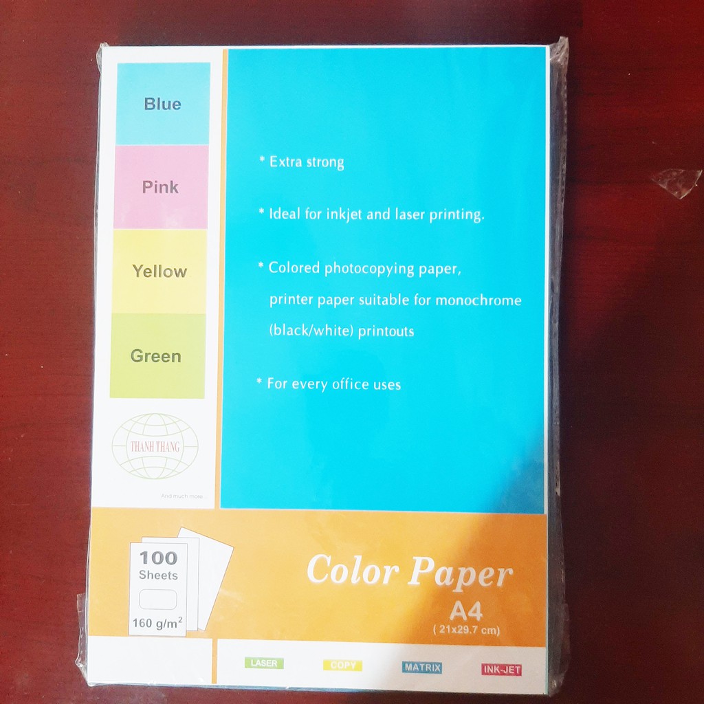 Giấy bìa màu A4 (Combo 1 tập 100 tờ)