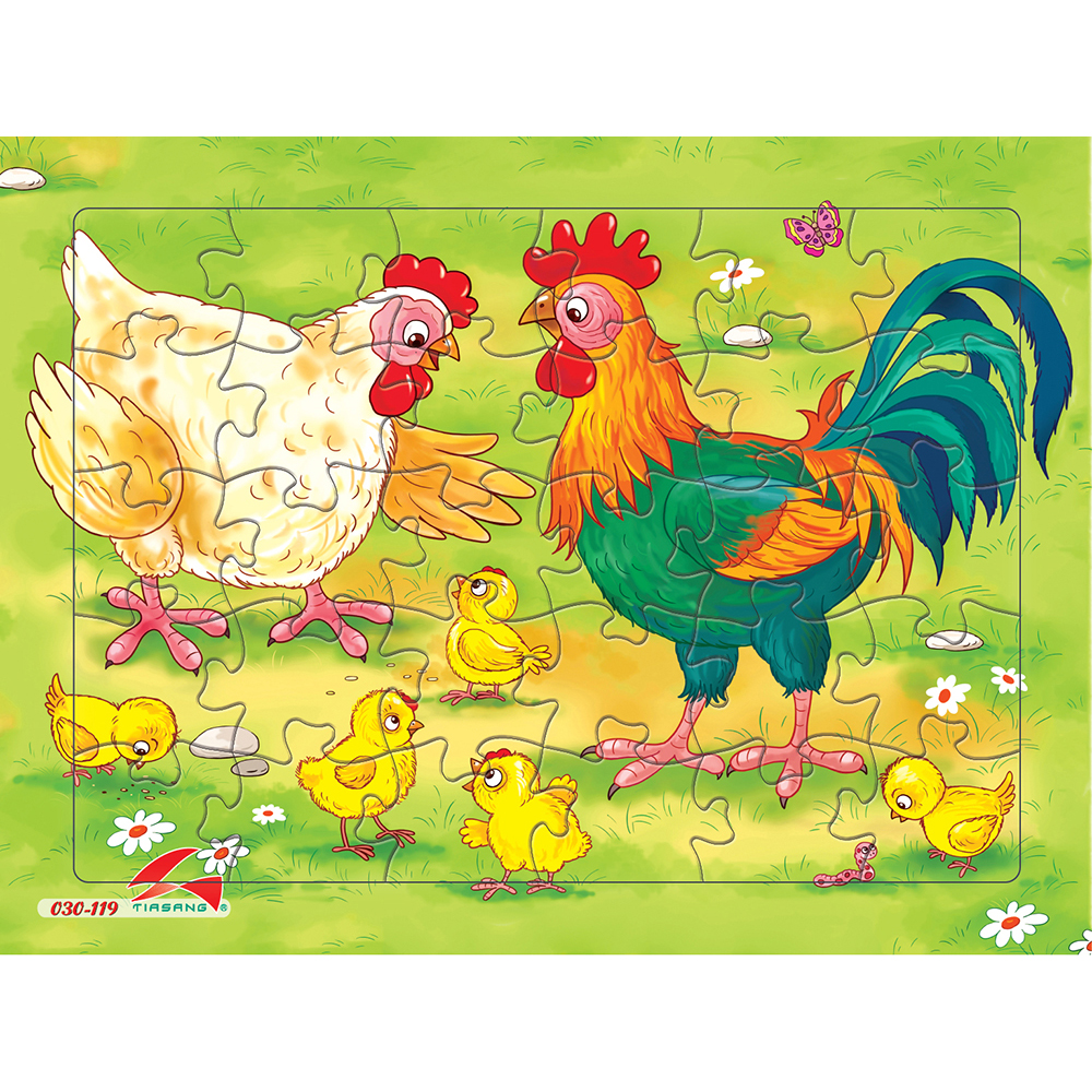 Tranh xếp hình tia sáng 30 mảnh - đàn gà - msp: 030-119