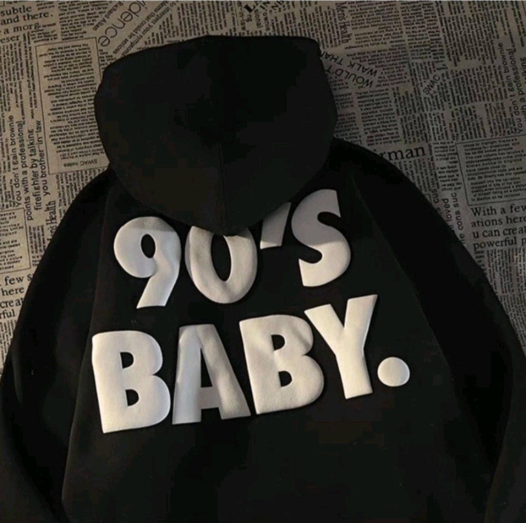 Sét áo Đôi hoodie nỉ cotton mũ 2 lớp 90'S BABY fom rộng tay bồng