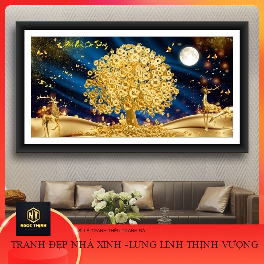 Tranh đính đá phú quý cát tường vs488-120x60cm