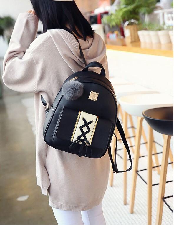 [HCM]Balo Da Thời Trang Đan Nơ Chéo Xen Kẻ