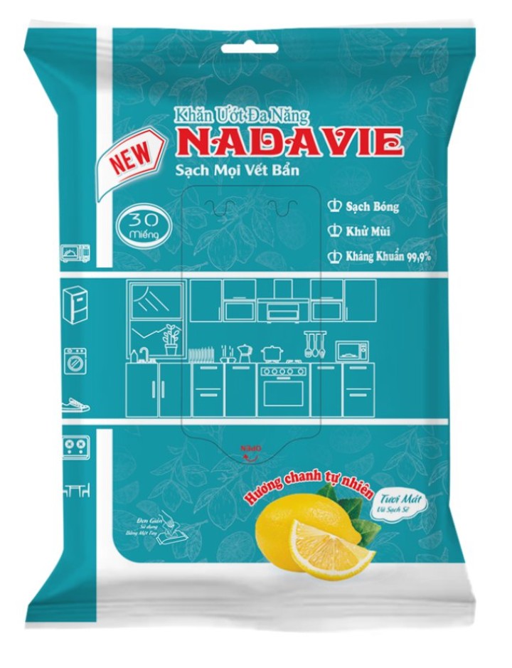 [HCM]Khăn Giấy ướt đa năng hương chanh 30 miếng Nadavie