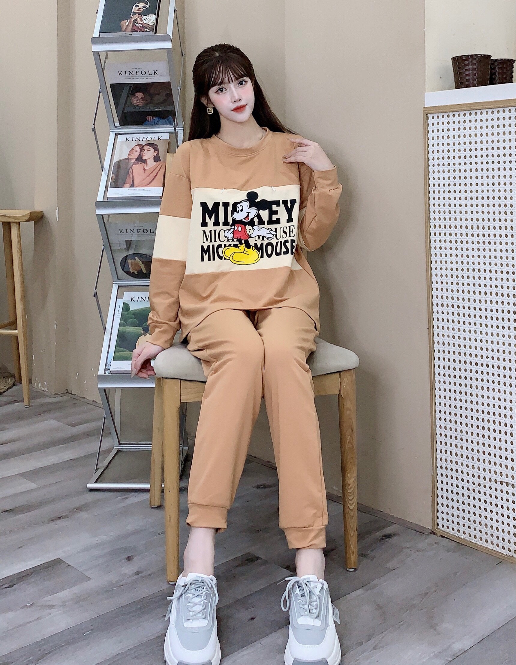 Bộ bầu mặc nhà sau sinh thu đông chất nhung tăm quần chun có lấc điều chỉnh to nhỏ thoải mái cho mẹ - Đồ sau sinh