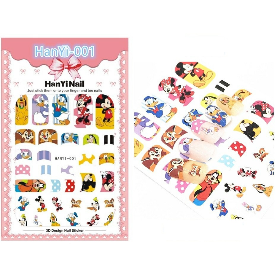 Nhãn dán móng tay nail sticker dán móng hanyi họa tiết hoạt hình stum stum mèo máy doraemon doremon dễ thương xinh xắn nghệ thuật trang trí móng tay 3D độc đáo DIY