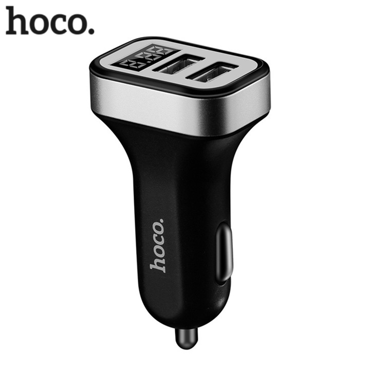 Tẩu sạc ô tô, xe hơi nhãn hiệu hoco z3 hiển thị đèn led 2 cổng usb 3.1a