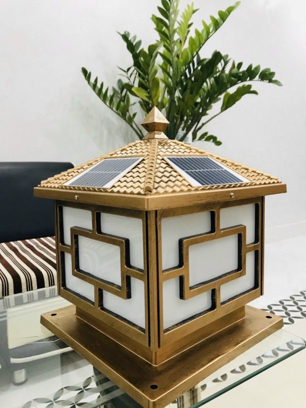 Đèn trụ cổng năng lượng mặt trời trụ vuông 25cm