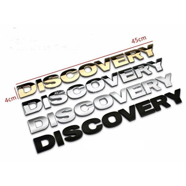 Tem dán oto chữ Discovery 3D nổi mạ bạc
