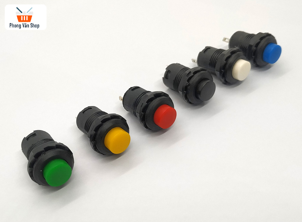 3 công tắc nhấn nhả dc-dc - tròn - trắng - xanh-vàng-đen-xanh-đỏ